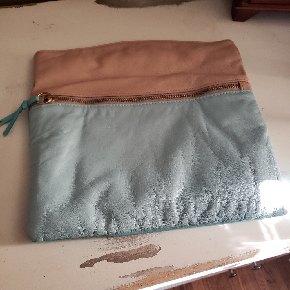 Gorjana Teal and Tan Foldover Clutch Purse - Picture 4 of 8